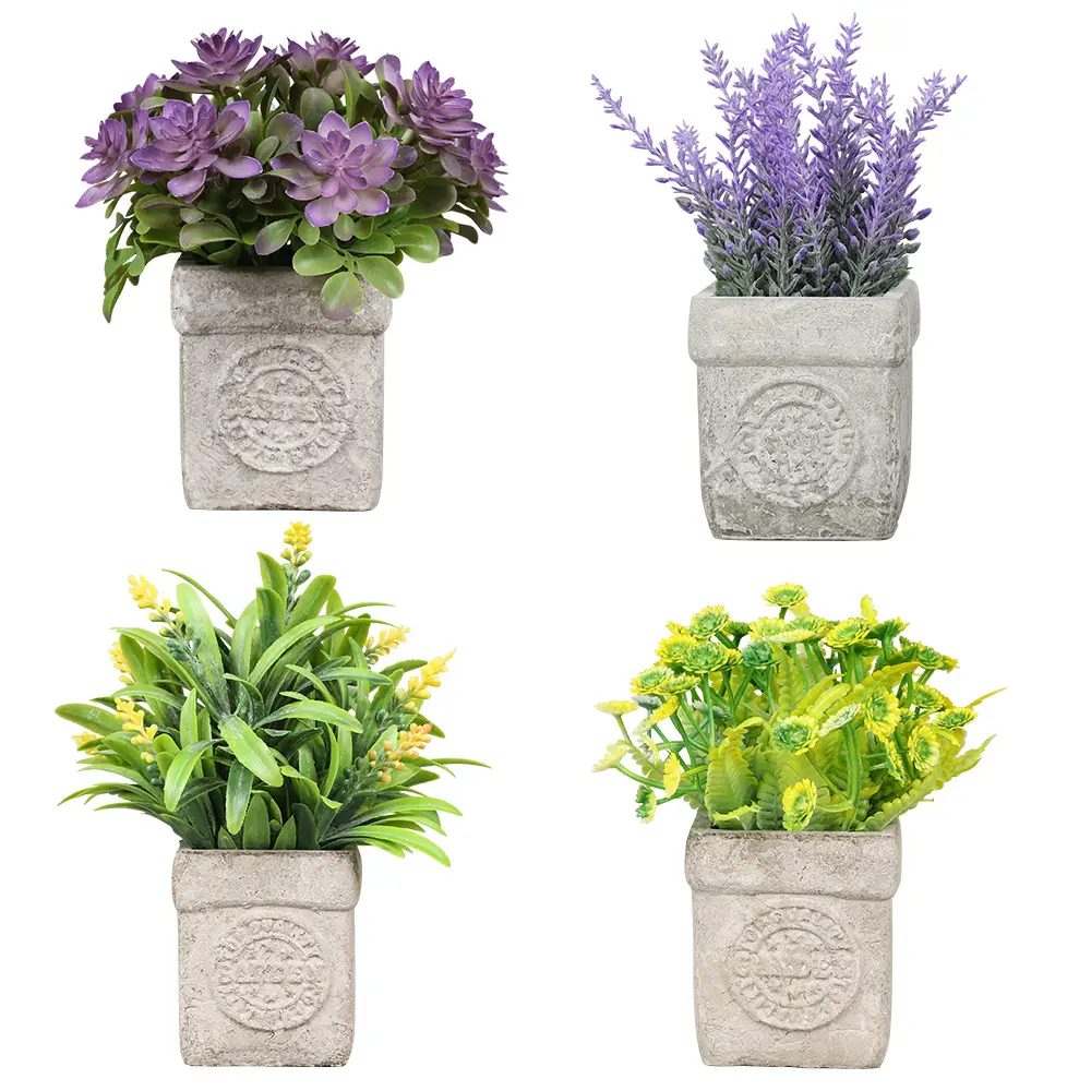 Pulpa de flores artificiales para decoración del hogar, flores artificiales de color morado y ramo de plantas verdes falsas para jardín y boda