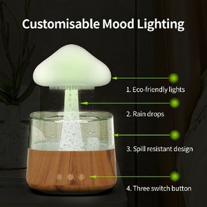 空気加湿器オイルディフューザー小さな寝室超音波家庭用ナイトライトミニアロマセラピーレインクラウド加湿器 - Product Image 5