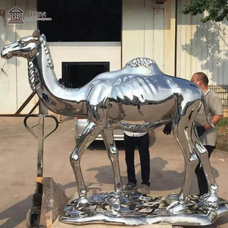 Famosa decoración Metal Animal Staue Acero inoxidable Camel Escultura Proveedor chino