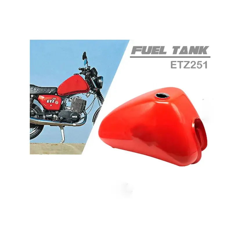 Tanque de combustível vermelho de alumínio para bicicleta de rua Oldtimer ETZ 251 250 125 150 tanque de combustível com tampa de bloqueio