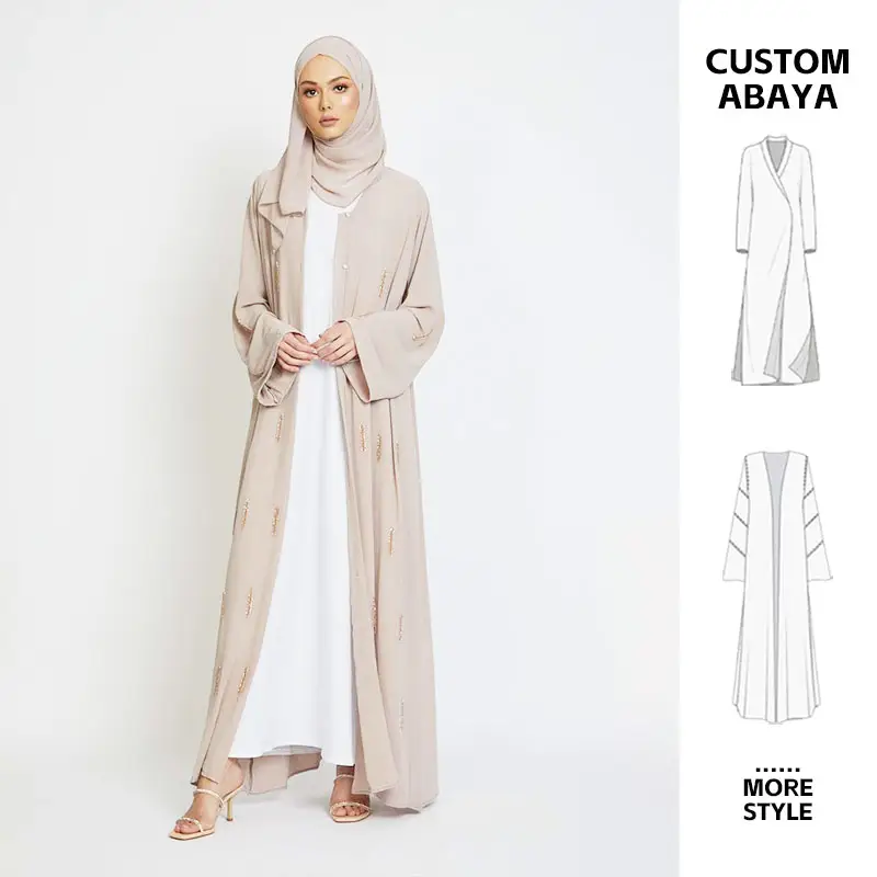 Aschulman Eid Islamist abito stile manica lunga oro lino Organza Kimono due pezzi aperta Abaya donna musulmana abito 2022