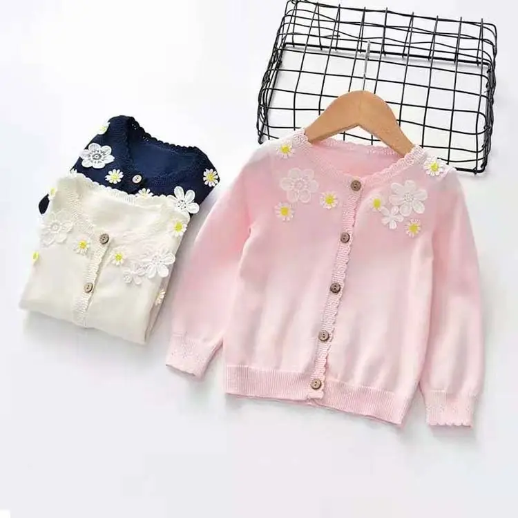 In stock di alta qualità designer ragazze cardigan floreale maglione bambini cappotti invernali