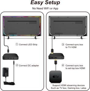 ボタンバージョン4K HDRスマートテレビ同期バックライトストリップ周囲照明キット | 自動適応バックライト & スクリーンカラー同期 - Product Image 5