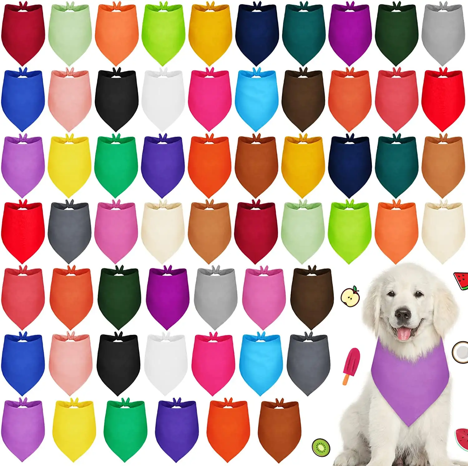 Commercio all'ingrosso sublimazione stampata triangolo di colore solido per animali domestici Bandana Logo personalizzato gatto cane sciarpa Bandana per cani piccoli e grandi