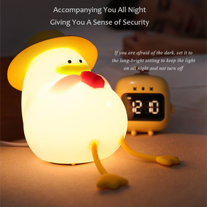 Sevimli bebek sıkılmış Light Up oyuncaklar BPA içermeyen şarj edilebilir masa gece ev için yatak odası için lamba ördek gece ışıkları