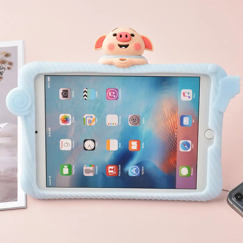 Venta caliente de fábrica niños dibujos animados diseñador silicona niños Tablet casos piel cubierta para iPad Mini 1 2 3 Caso