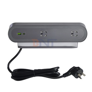 Tomas de corriente multifuncionales de escritorio de 3 paneles con toma eléctrica de 8AC y tomas de carga duales USB A + C - Product Image 3
