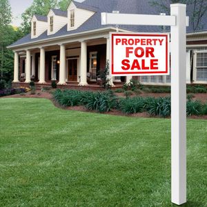 Thương mại lớp 6ft PVC Vinyl bất động sản đăng bài rustproof hàng rào Cổ Phần mở nhà giữ dấ<span class=keywords><strong>u</strong></span> hiệ<span class=keywords><strong>u</strong></span> cho bán - Product Image 1