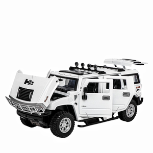Diecast Model Car <strong>1</strong>:24 <strong>hummer</strong> H2 with Sound and Light Pullback Door Open Decorate Collect Metal Car Mode - Product Image 1