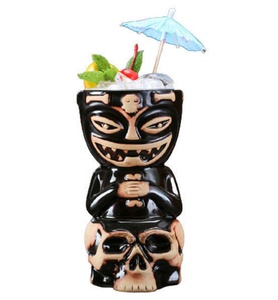 Geeki Tikis Mug Gaya Tiki, Cangkir Keramik Luau Hawaii, Mug Pesta, Perlengkapan Minum Barware