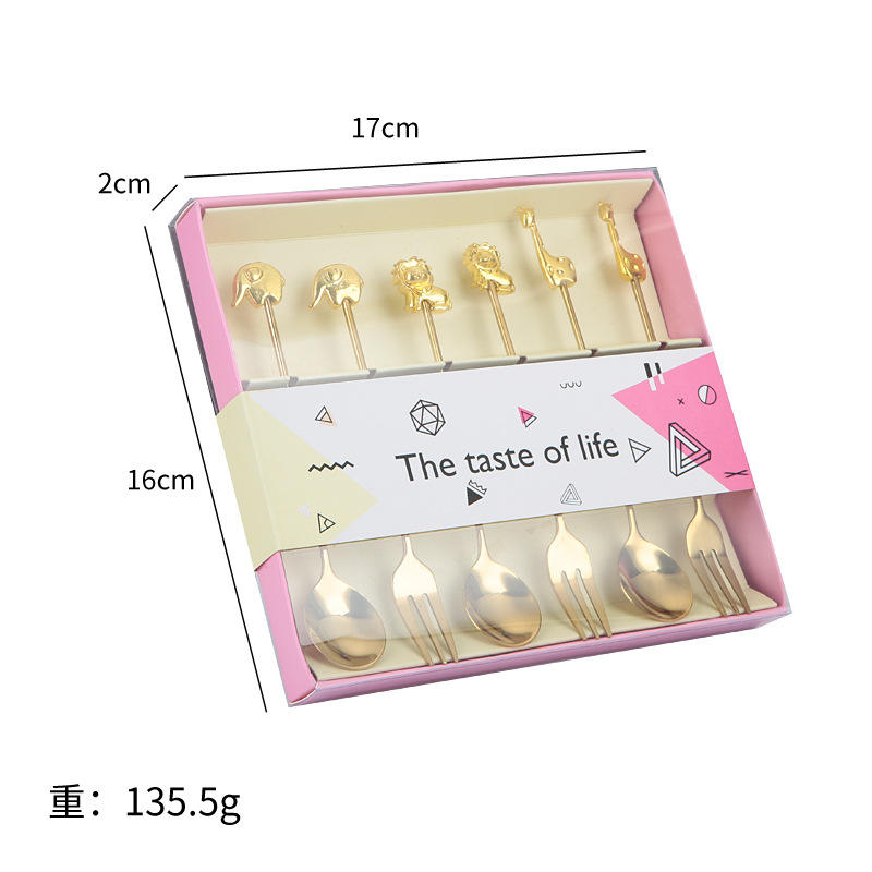 Gold 6pcs fork and spoon