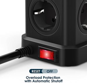 Adaptador de viaje portátil 220V-250V 16A Europa con 5 enchufes de pared multienchufe y 4 puertos de salida USB a para viajes europeos - Product Image 4