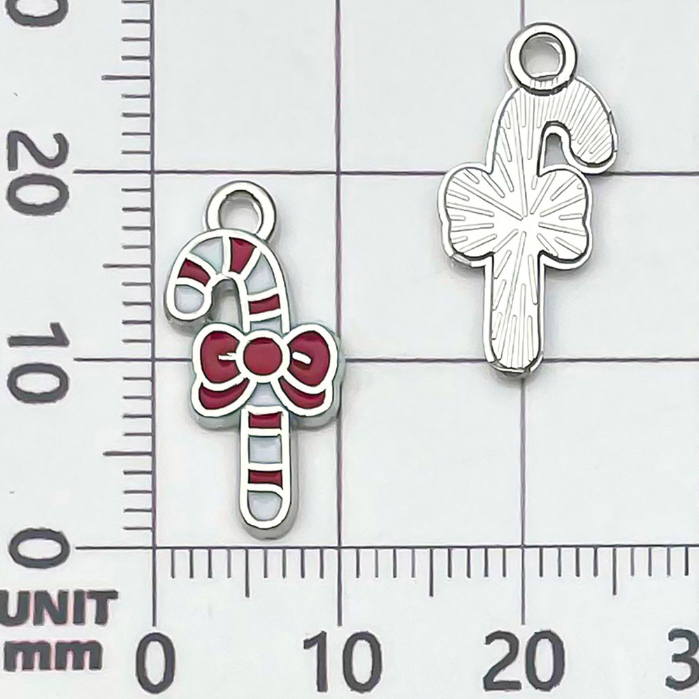 One red and white dripping ribbon bow cane - 0.8g - 10*20mm - 21863