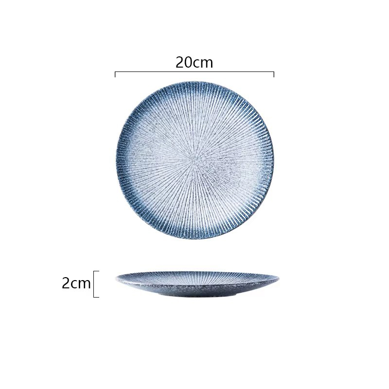 Plato rayado de 8 pulgadas-azul A
