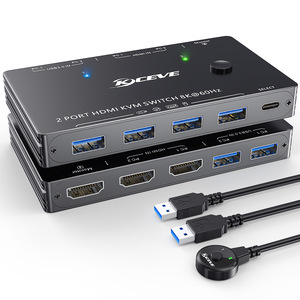 Conmutador KVM 8k @ 60Hz 2 puertos HD MI2.1 con 4 Dispositivos USB3.0 2 ordenadores comparten 1 Monitor - Product Image 2