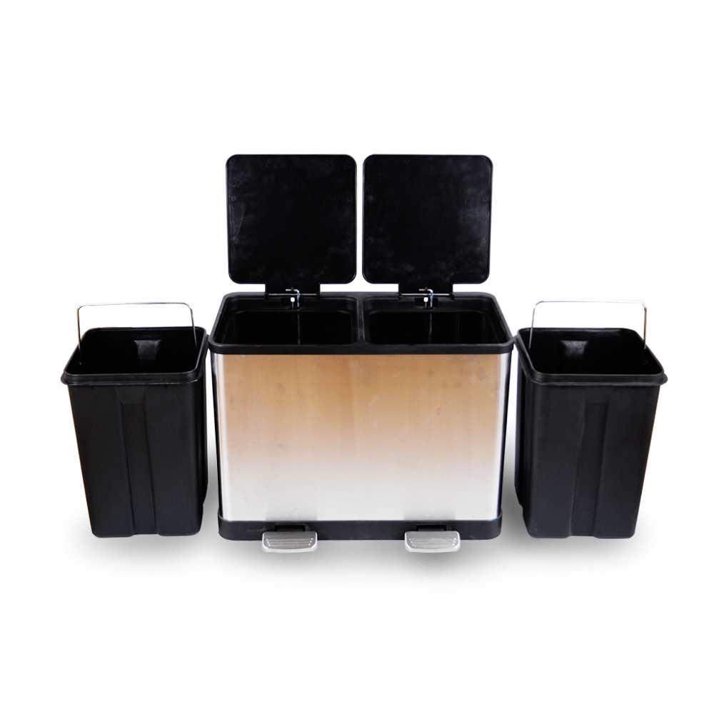 Hot Product 24L/36L Home Recycle Stainless Steel Kitchen Waste Bin with Inner Buckets
