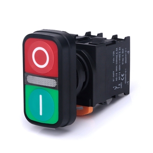 Elektrischer 22mm 10A grüner und roter Multi 2-Wege-Doppelkey1NO 1NC Start-und Stopp-Drucksc halter mit doppelter Position und Licht - Product Image 1