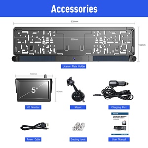 Car Reversing Aid 5 Inch IPS HD Car Monitor Solar Wireless Rear View License Plate <strong>Backup</strong> <strong>Reverse</strong> Camera with <strong>PDC</strong> Parking <strong>Sensor</strong> - Product Image 5