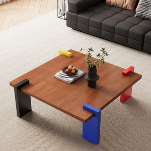 Fabrika doğrudan Modern çay masası Set basit kare tasarım ceviz Finish ile kapalı oturma odası merkezi kullanımı için ucuz fiyat - Product Image 2
