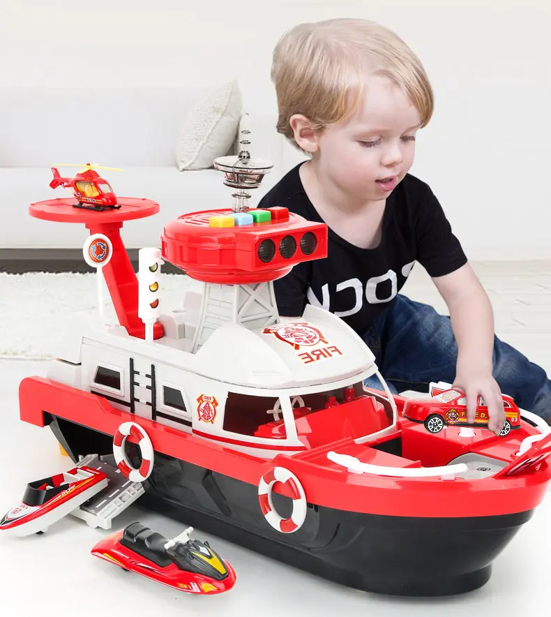 Deformazione nave da crociera barca giocattolo per i bambini con die cast collezione di auto del fuoco di salvataggio serie/serie polizia/costruzione serie