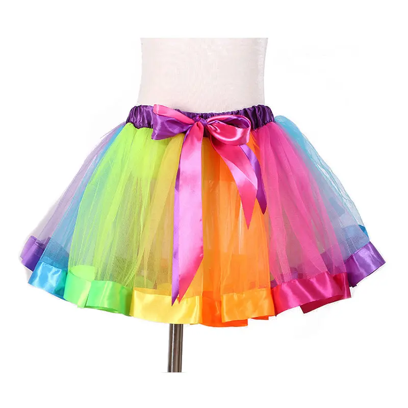 Falda de tul multicolor para niña, tutú de arcoíris para niña, faldas de baile de princesa para niña 2023