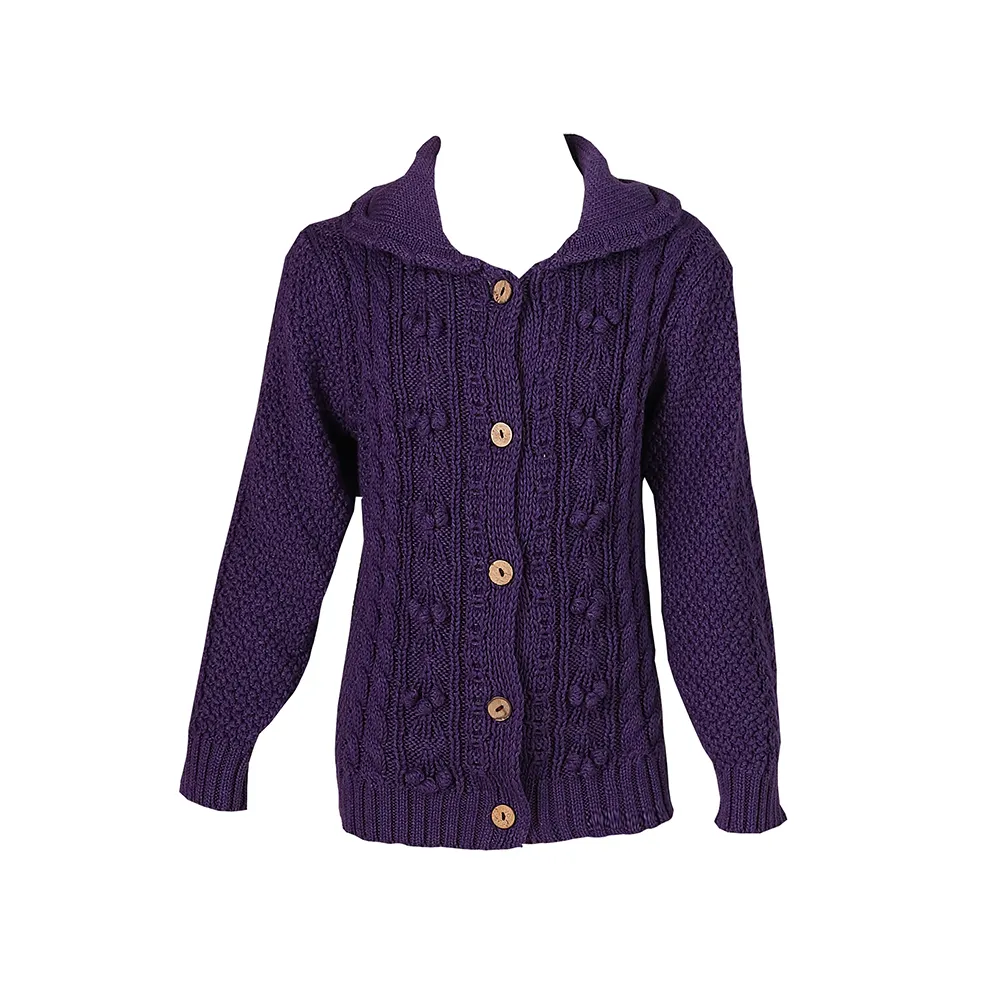 2023 crianças camisolas novo roxo inverno meninas camisola cardigan criança menina roupas de manga comprida bebê malha casaco cardigan