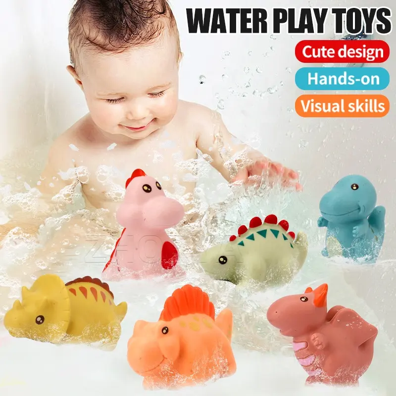 Zhorya niño Kawaii animales dinosaurio agua pulverizada bebé baño juguete seguro no tóxico silicona bebé agua rociador baño ducha Juguetes