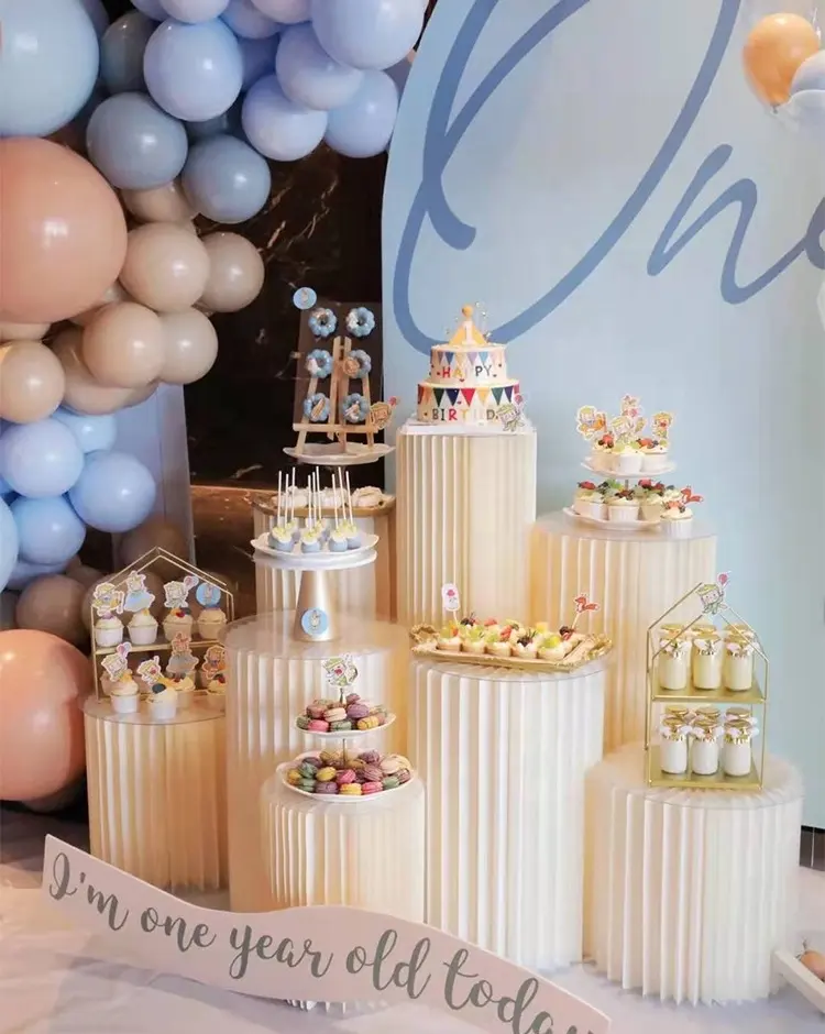 Faltbare Hochzeit Mittelstücke Dekorationen Weißer Sockel Kuchen Dessert Zylinder Display Tischst änder Geburtstag Hochzeits feier