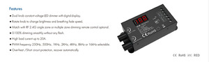 1CH 20A 12-24VDC CV V1 B Dual Knob Constant Voltage LED Dimmer <strong>with</strong> Digitaldipplay <strong>Controller</strong> - Product Image 3