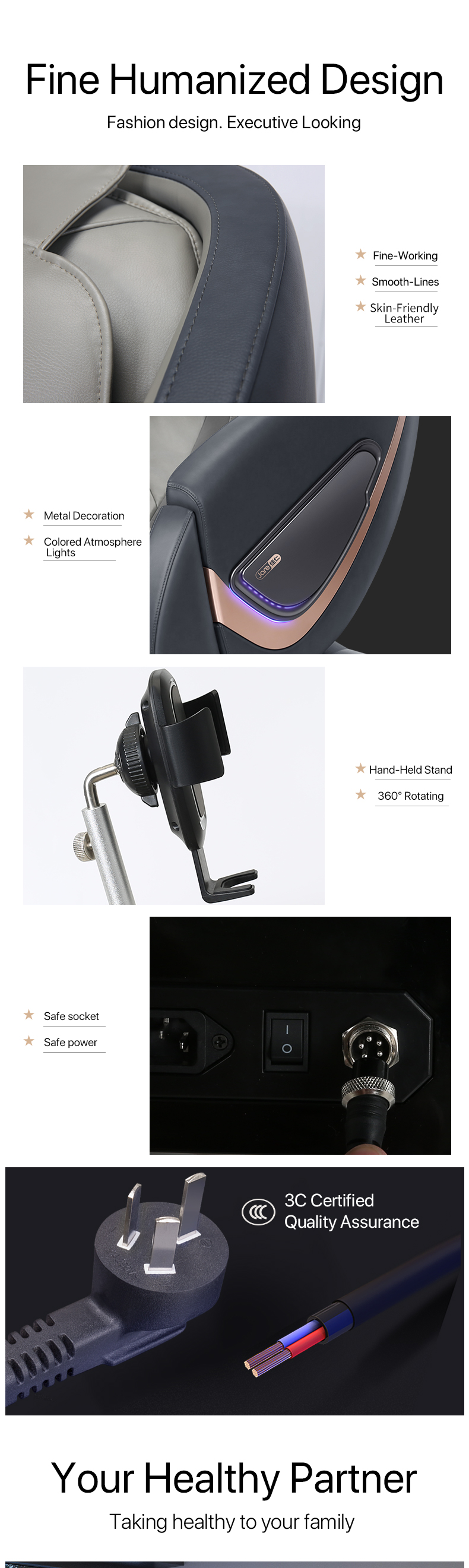 Jare A8 New Arrival Factory Price 4D Massage Heating Vibrator Shiatsu Kneading Electric Hot Sales  Full Body Massage Chair
