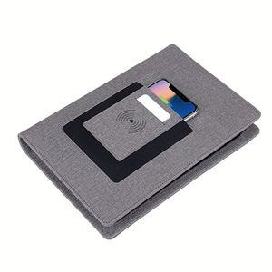 Custom grande capacità di ricarica Wireless Power Bank Usb Flash drive A5 PU Notebook - Product Image 6
