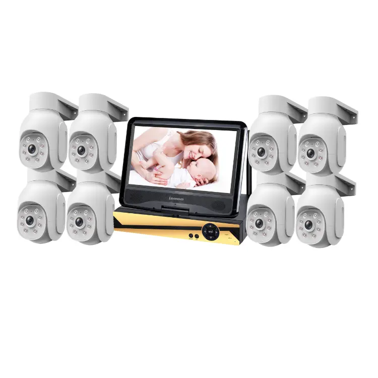 5MP HD NVR Kit Home an ninh Hệ thống camera không dây ngoài trời hai chiều intercom Wifi năng lượng mặt trời máy ảnh