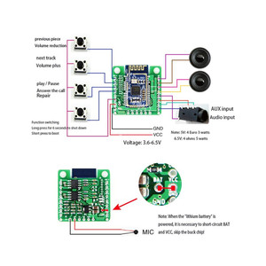 Taidacent-MINI amplificador BLE de 5W + 5W, placa de circuito de receptor de Audio, entrada AUX, módulo de Audio BLE 5,0, BK3266 - Product Image 5