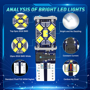 194 6000K beyaz 168 2825 2016 T10 kama 15-SMD yonga setleri <span class=keywords><strong>LED</strong></span> ampuller hata ücretsiz araba Dome harita Dash enstrüman işıkları