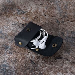 במלאי אמיתי עור אוזניות אלקטרוני USB כבל כבל סוללה ארגונית מטען נייד דיסק אחסון תיק
