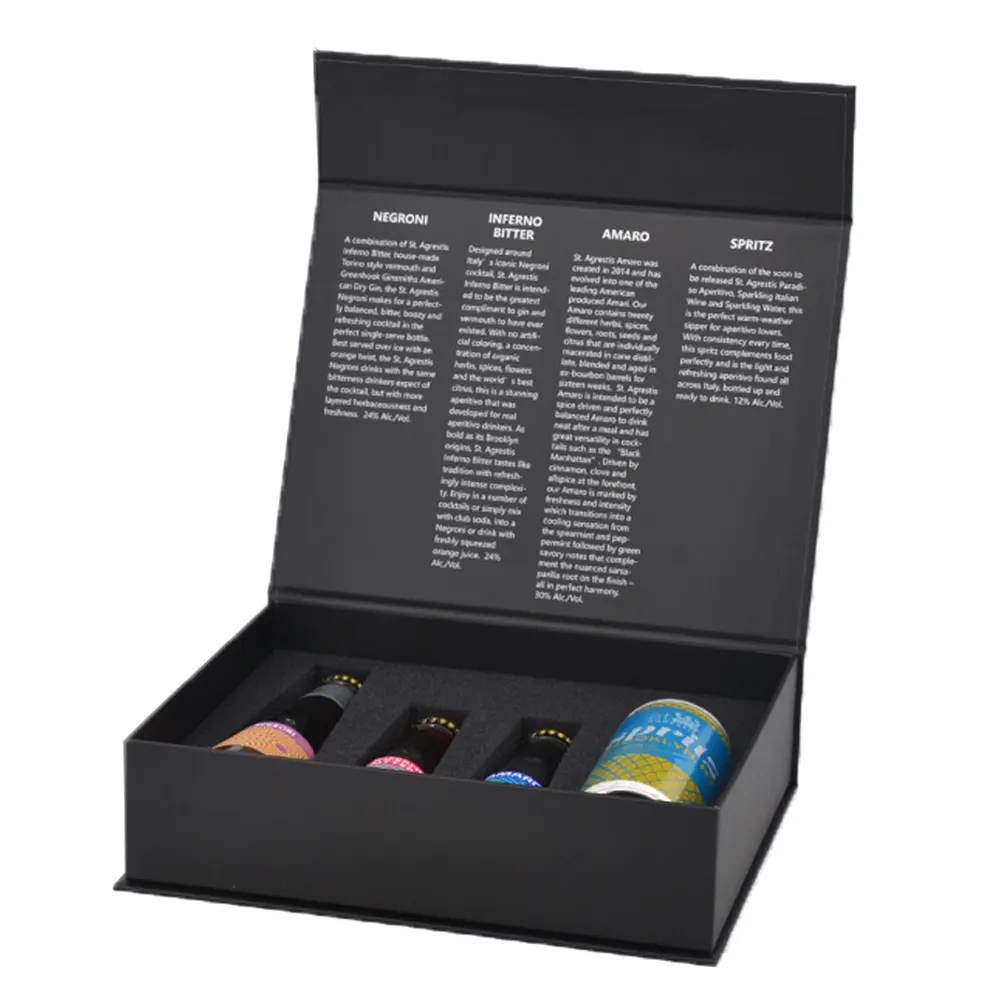 Embalagem de vinho luxuosa, embalagem personalizável de 6 garrafas, 4 garrafas, embalagem de vinho, fechamento magnético