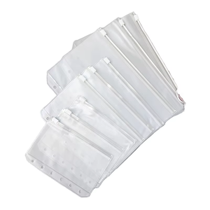 PVC a5 a6 a7 gevşek yaprak 6 delik fermuar kılıfı kart mat şeffaf küçük zip çanta 6 klasörler için - Product Image 1