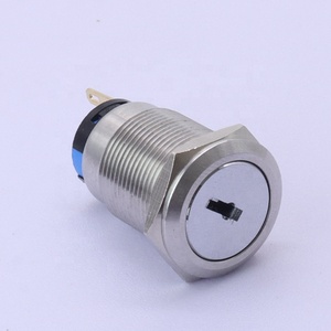 JWK16YA3-2XN-3 16mm Metal <strong>Key</strong> Knob <strong>Switch</strong> with Brass Plated Nickel Shell 2-position Self-<strong>resetting</strong> Selection <strong>Switch</strong> 3-PIN NO+NC