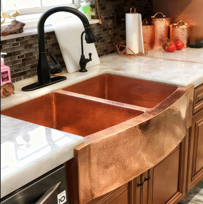 A Styke-Copper Hammered Round-Front Single Bowl