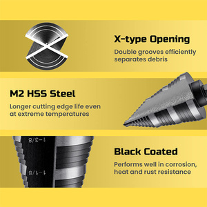 3/<strong>16</strong> to <strong>1</strong>-3/8&quot; M2 Efficient <strong>Hole</strong> Drilling Tool Double Straight Groove Step Drill Bit With <strong>1</strong>/2&quot; Square Drive - Product Image 3