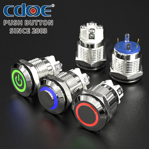 Anti-Vandal IP65 ledli basmalı düğme anahtarı 6V 12V 16mm halka aydınlatma ile 19mm basın anahtarları Momentary düz anahtarı anlık kontrol - Product Image 1