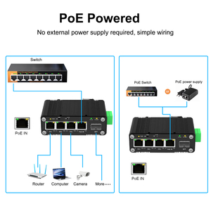 Adaptador Ethernet de interfaz híbrida Mini 3 puertos 10/100/1000T + 1 puerto 100/1000X SFP con función de divisor PD y PoE - Product Image 4