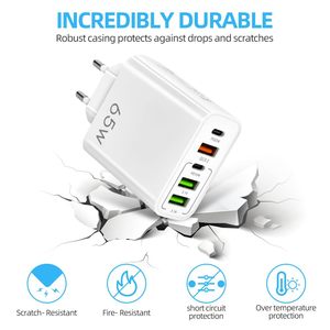 HYTO 65w Pd Fast Charger Eu Us Uk 2 Type-c 3 <strong>Usb</strong> Port <strong>Multiple</strong> <strong>Output</strong> <strong>Adapter</strong> Mobile Phone Travel Wall Charger for Macbook - Product Image 4
