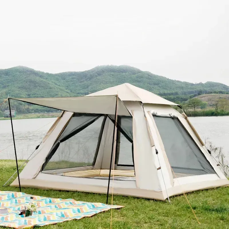 Groothandel Extra Grote Oxford Doek Tenten Kamperen Outdoor 2 Kamers 1 Woonkamer Waterdichte Draagbare Familie Outdoor Camping Tent