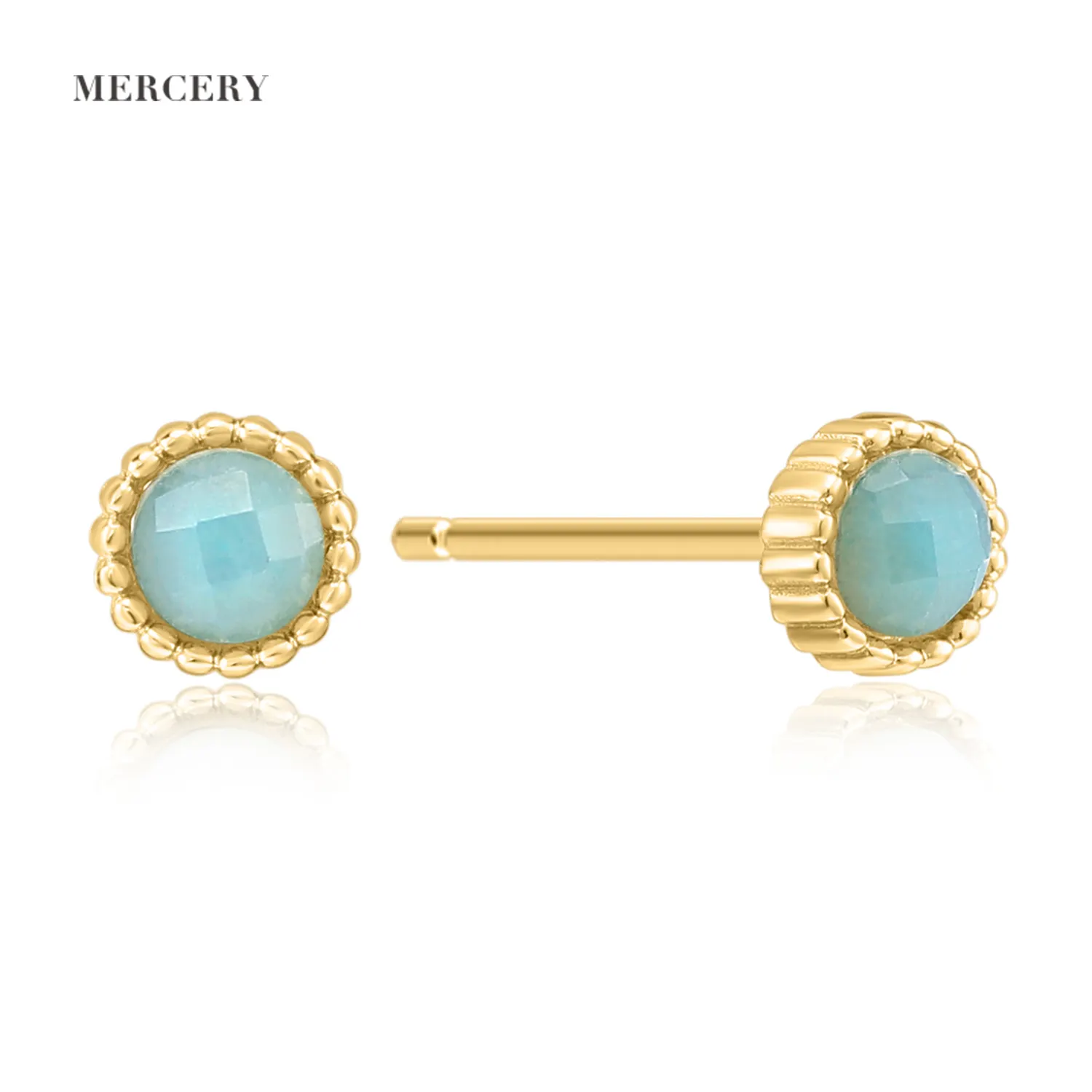 Mercery-pendientes de plata de ley con piedra preciosa, joyería amazonita, oro de 14 quilates