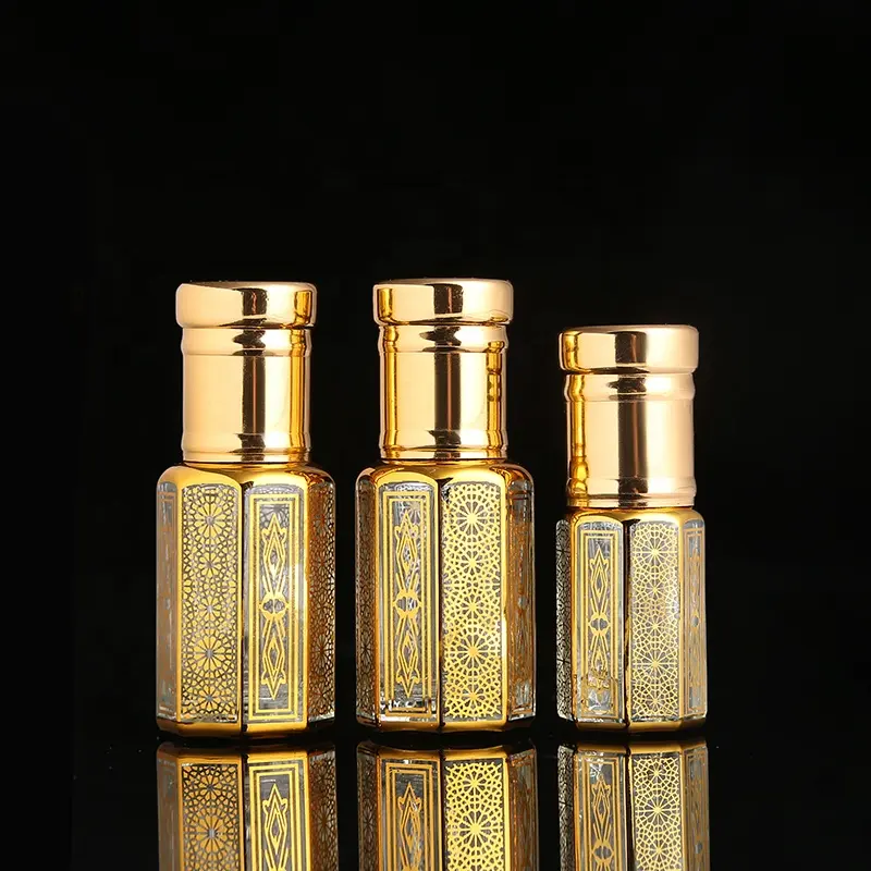 CJ-vendita calda nuova fantasia 3ml 6ml 12ml Mini vuoto Attar Oud bottiglia di olio essenziale profumo bottiglie di vetro con tappo a vite