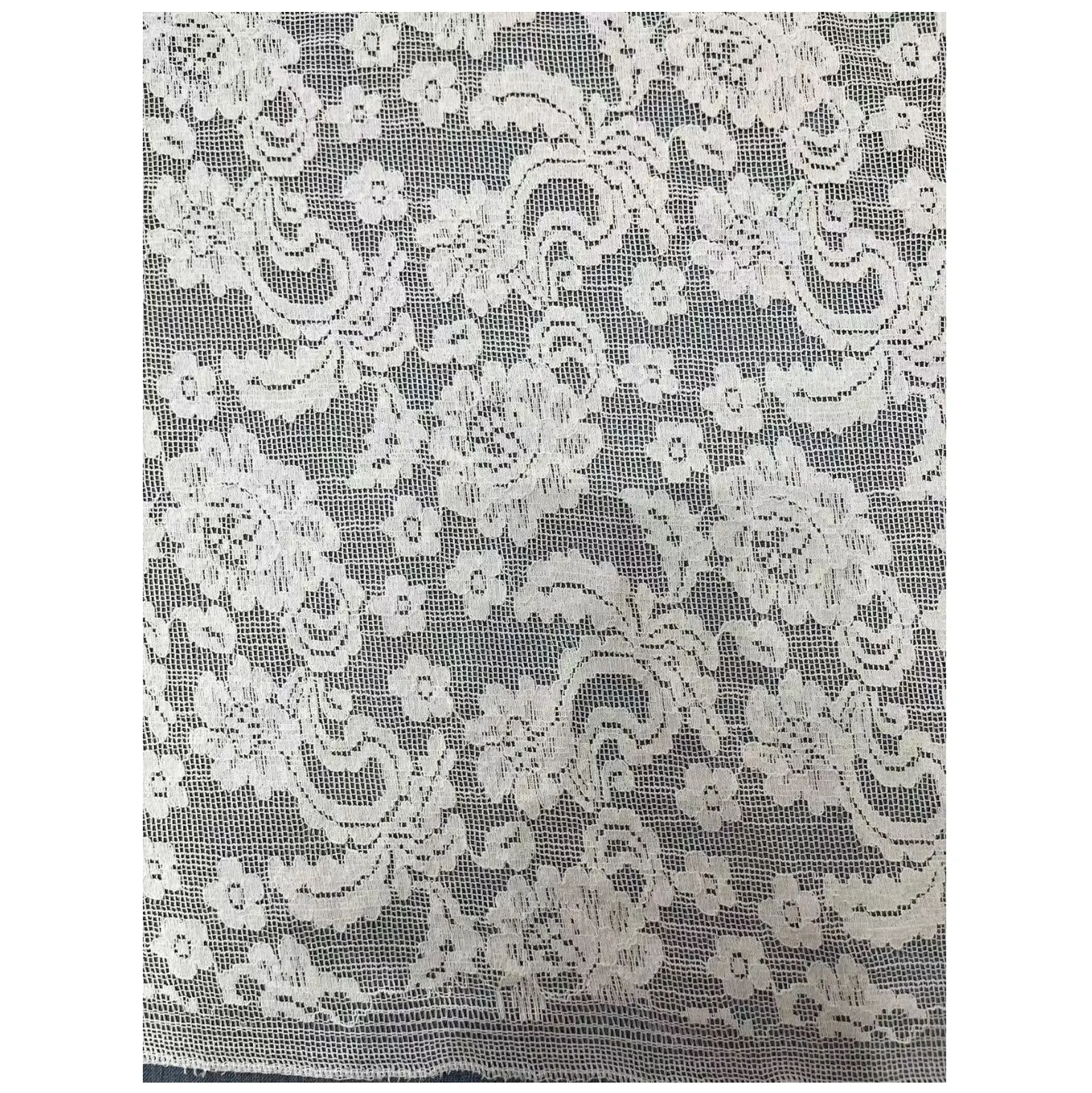 Bonne qualité coton nylon blanc broderie nigérian mariée guipure français dentelle garniture suisse voile maille tissu pour les femmes robe