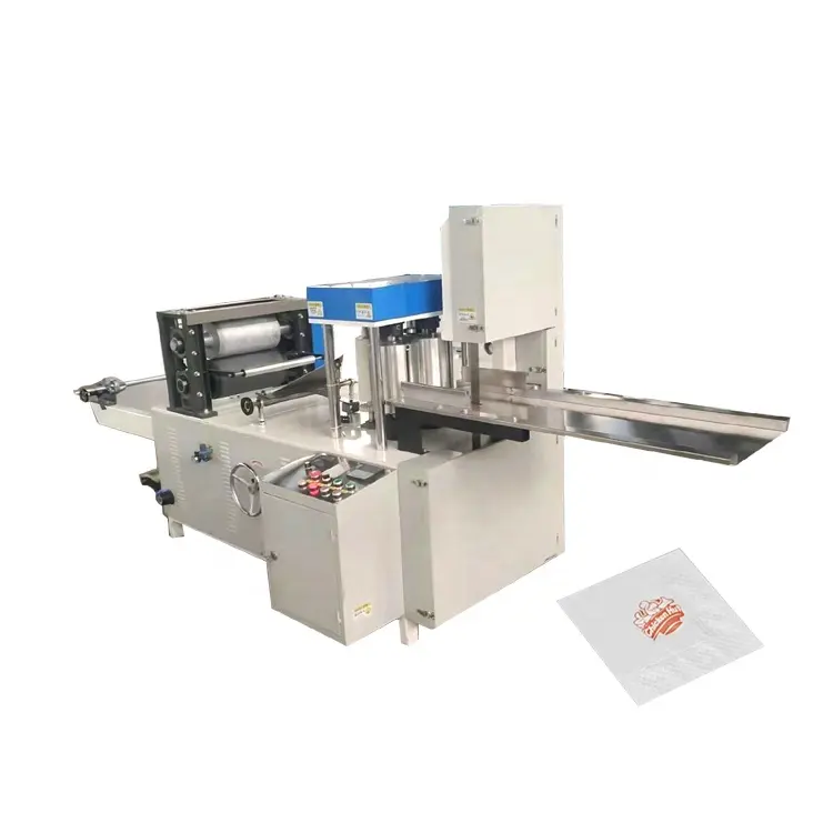 Mini automatic napkin paper making tissue machine colour printed 1/4 folding napkin paper machine