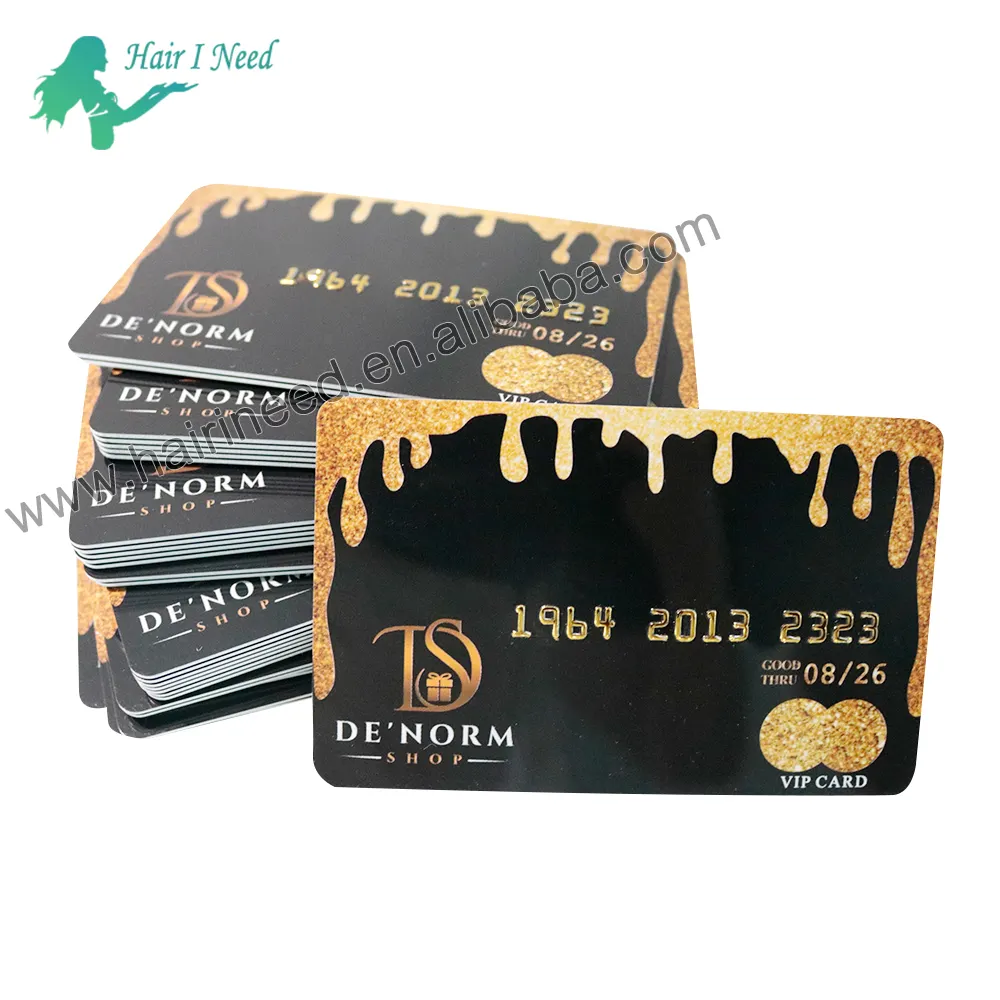 사용자 정의 로고 비자 신용 카드 크기 pvc 회원 선물 카드 양각 번호 및 칩 럭셔리 명함