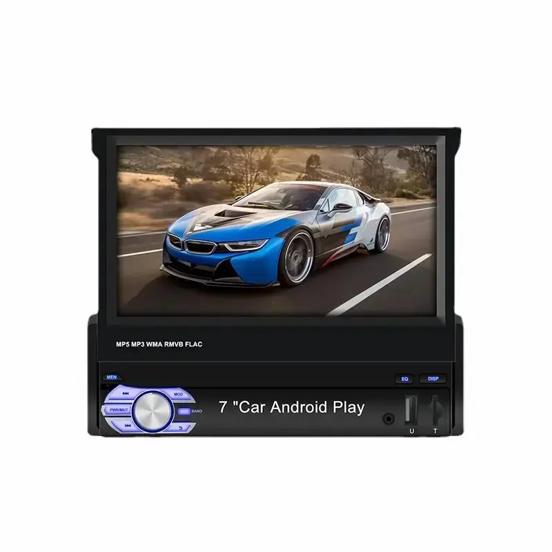 Hot car dvd player 7 inch 1 din retractable screen car MP5 player card USB BT multifunction car android radio stereo cd player